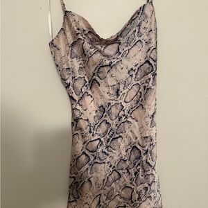 Snake Print Cowl Neck Mini Dress - Pink/Black